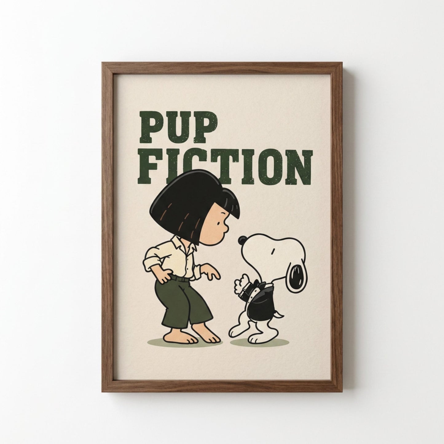 Pup Fiction Poster, Dog Dance Print, Retro Movie Inspired Wall Art wall art print