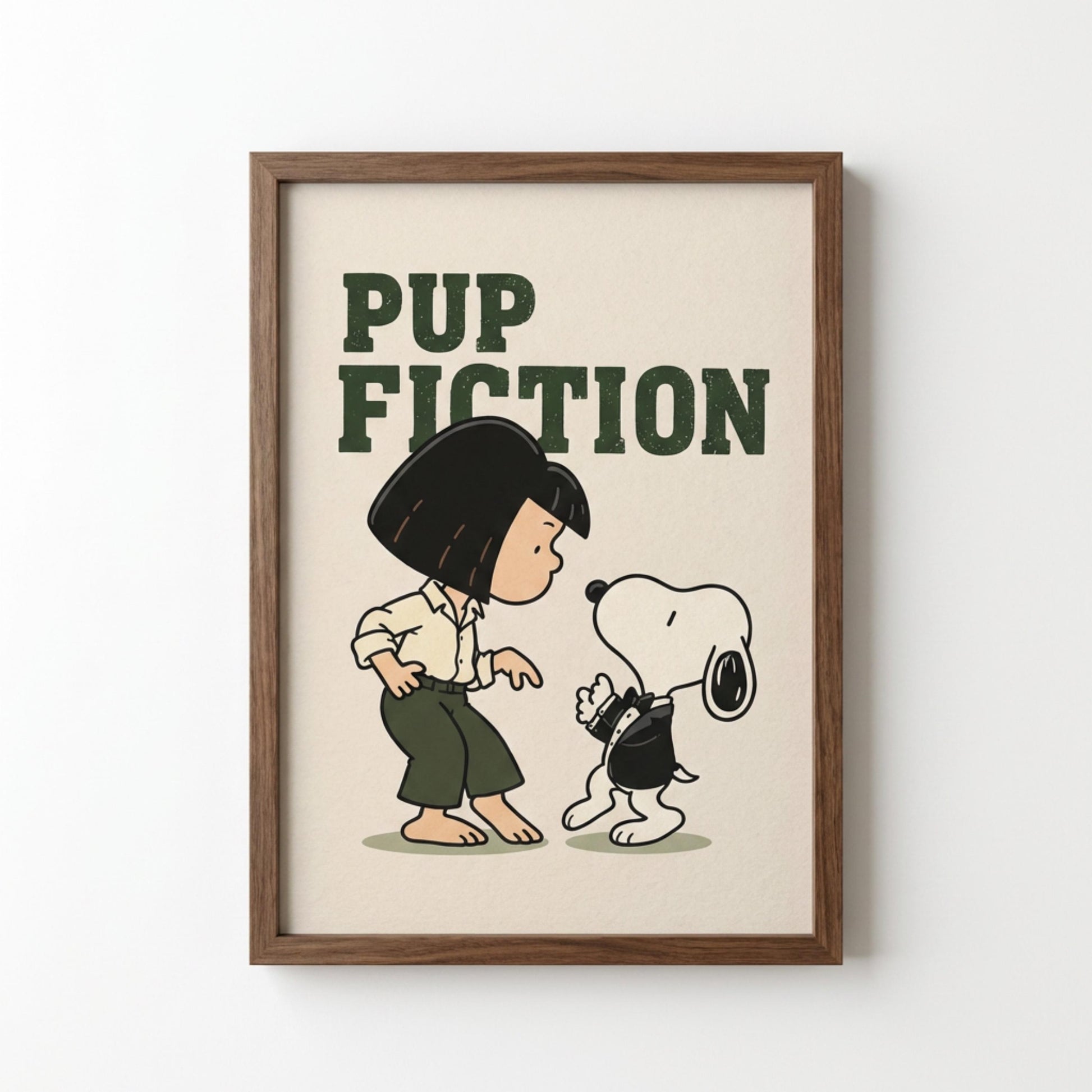 Pup Fiction Poster, Dog Dance Print, Retro Movie Inspired Wall Art wall art print