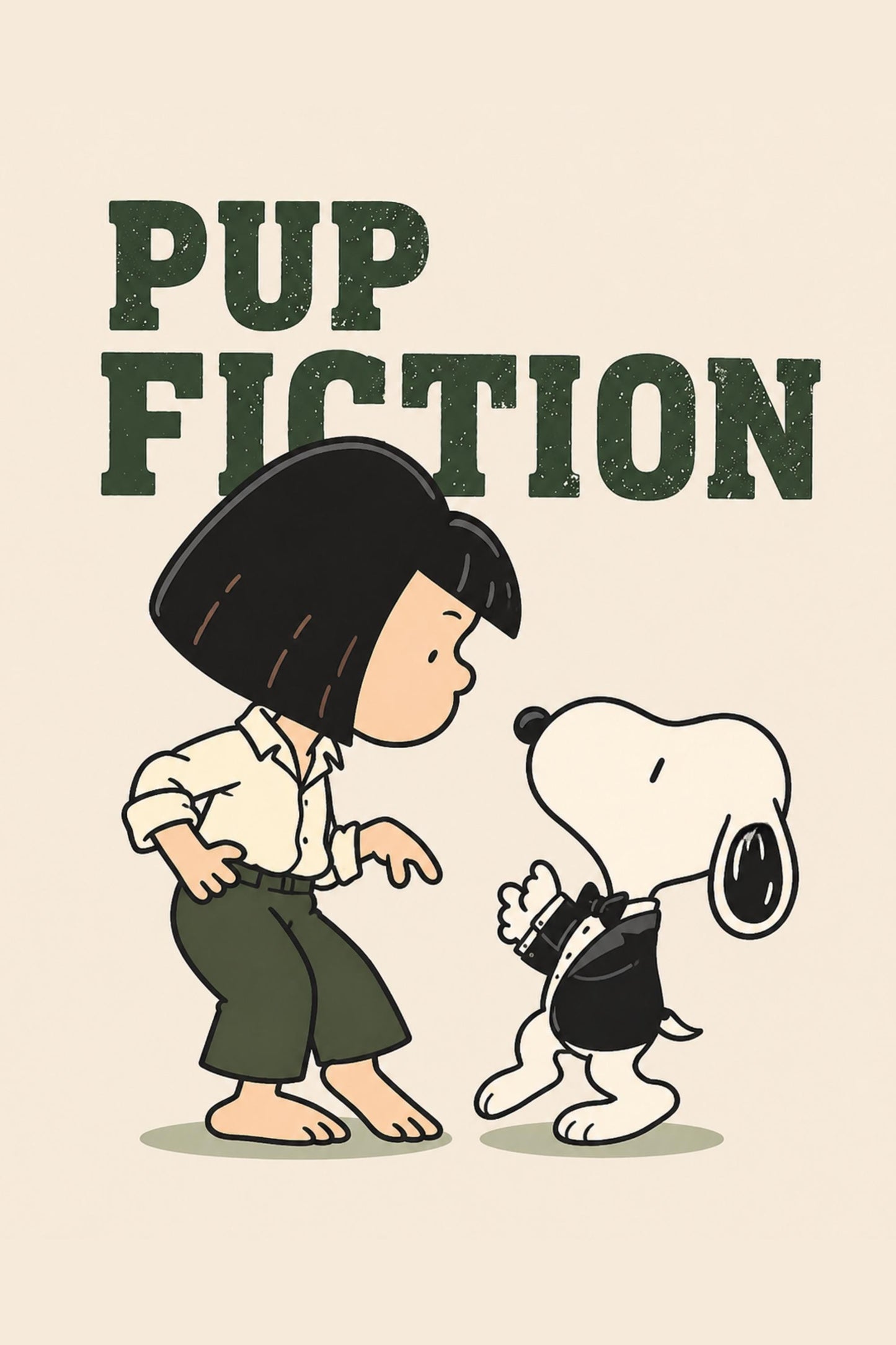 Pup Fiction Poster, Dog Dance Print, Retro Movie Inspired Wall Art wall art print