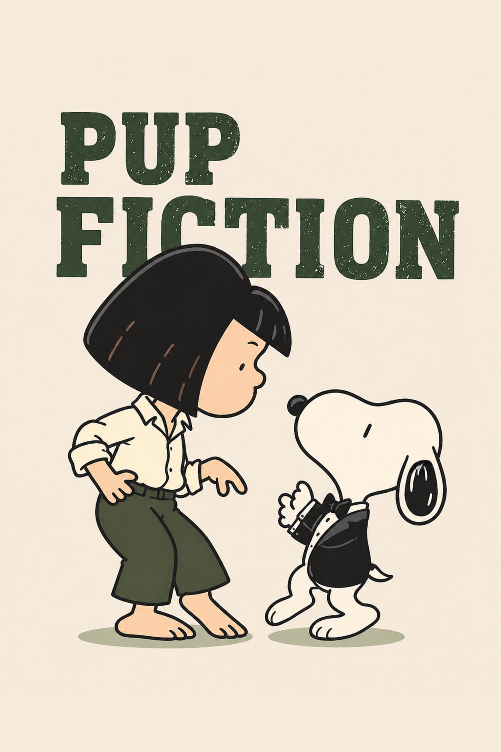 Pup Fiction Poster, Dog Dance Print, Retro Movie Inspired Wall Art wall art print