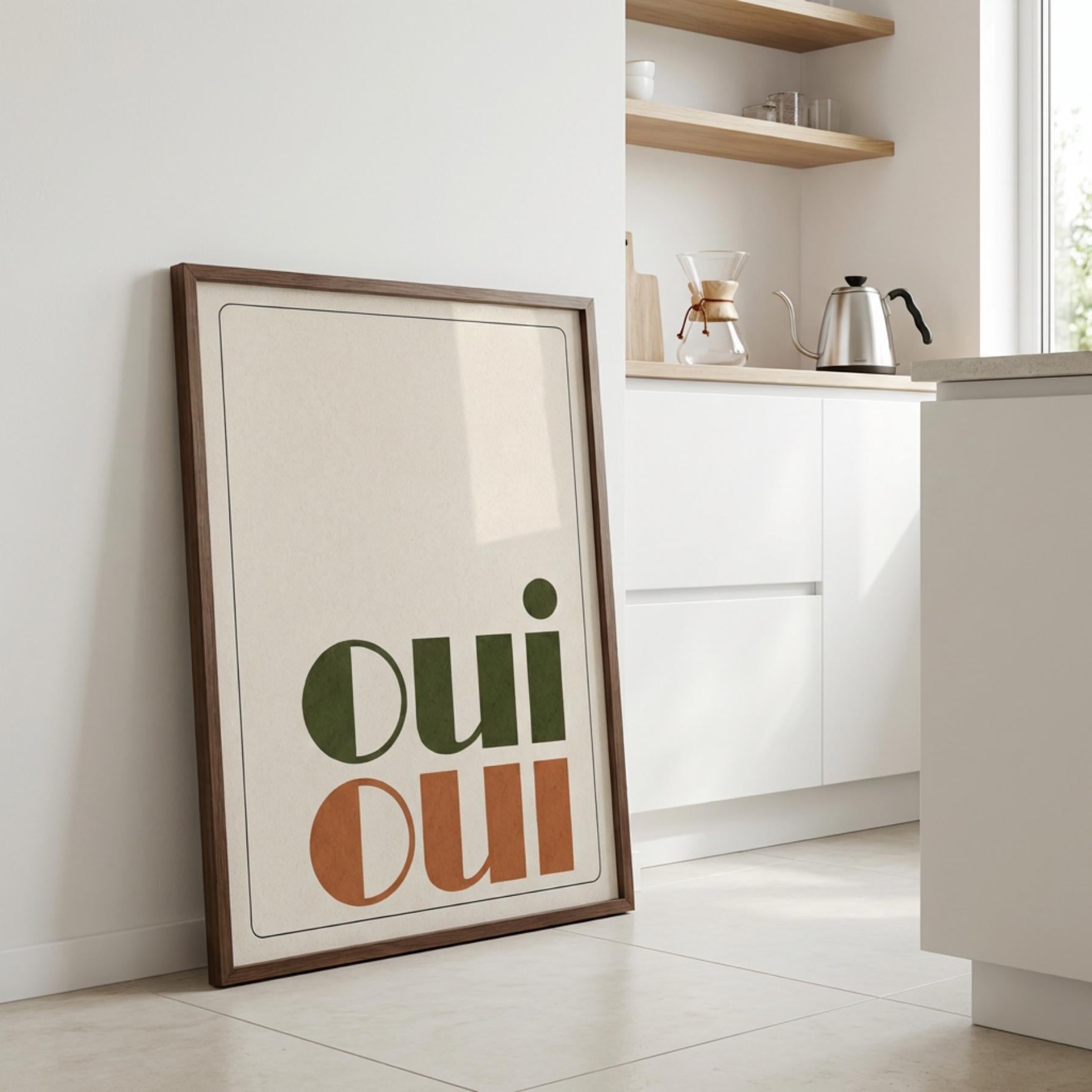 Oui Oui Wall Art Print, Minimalist Typography Poster, French Decor wall art print