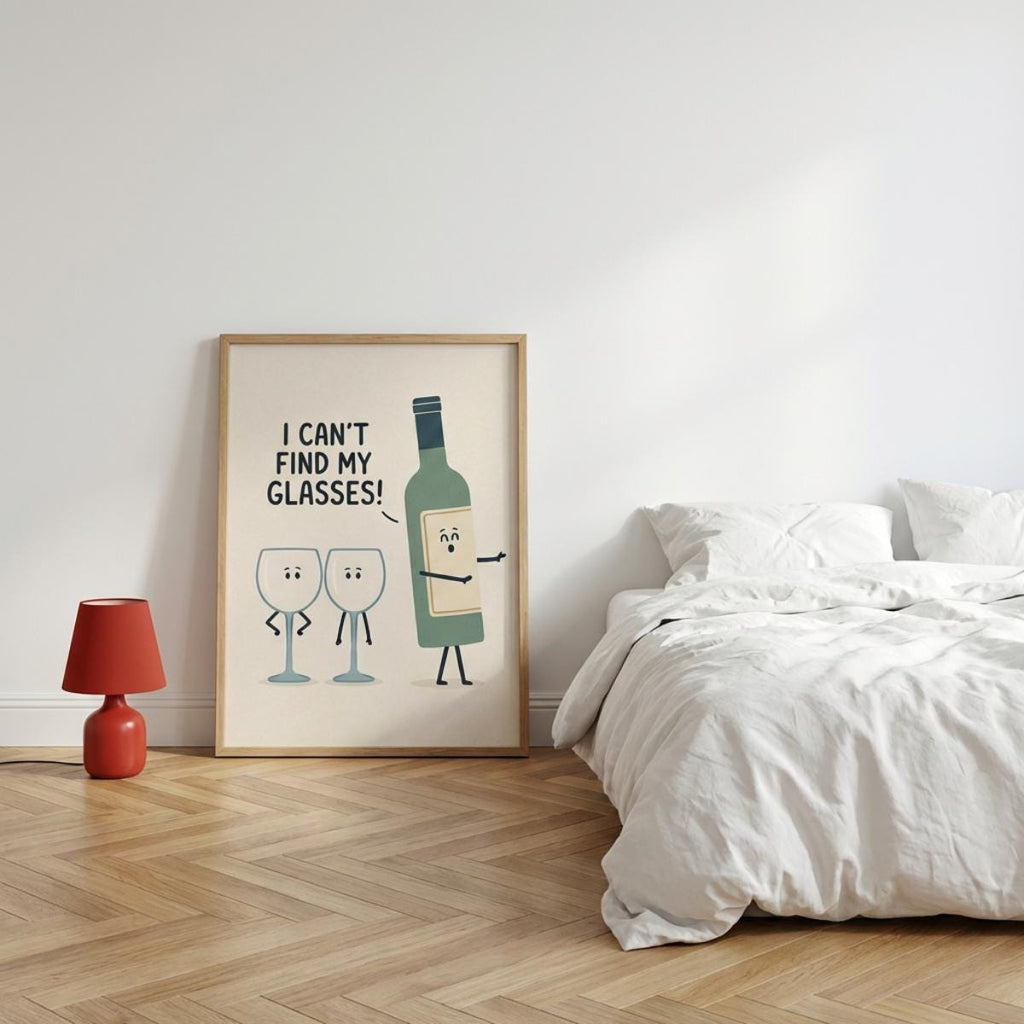 Wine Wall Art, I Can’t Find My Glasses Print, Wine Lover Gift wall art print