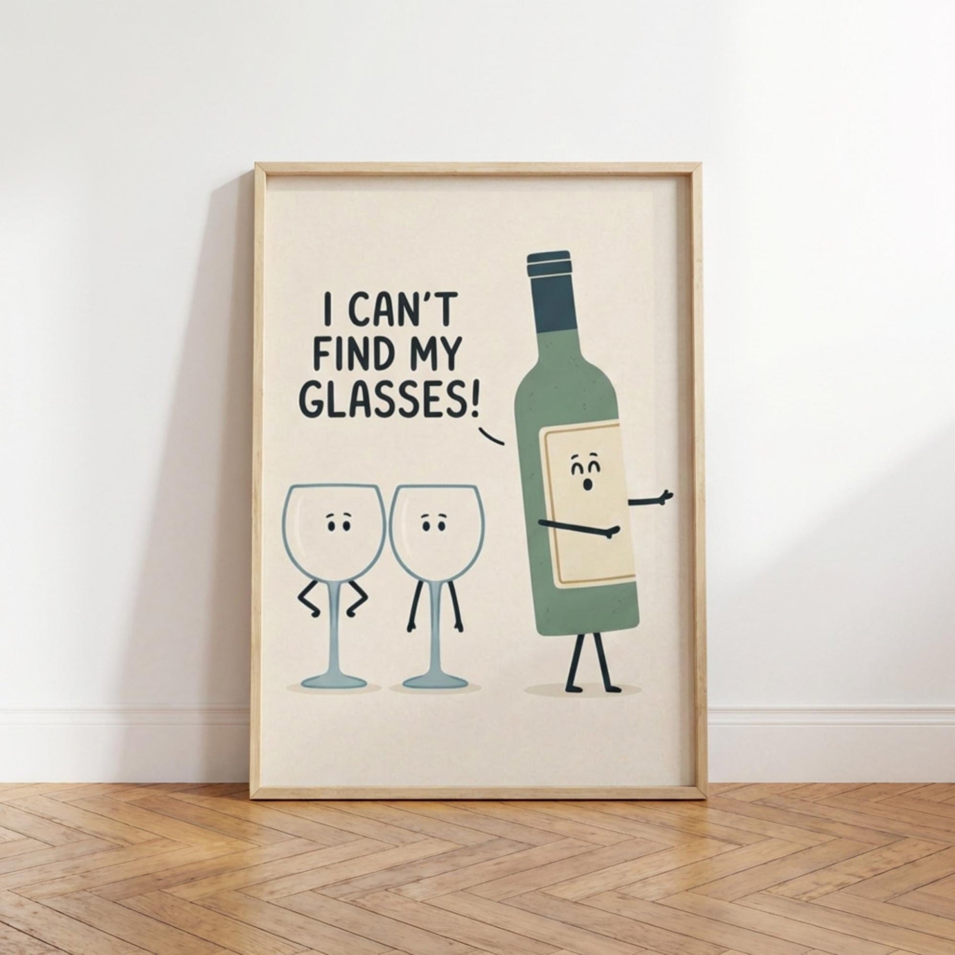 Wine Wall Art, I Canâ€™t Find My Glasses Print, Wine Lover Gift wall art print