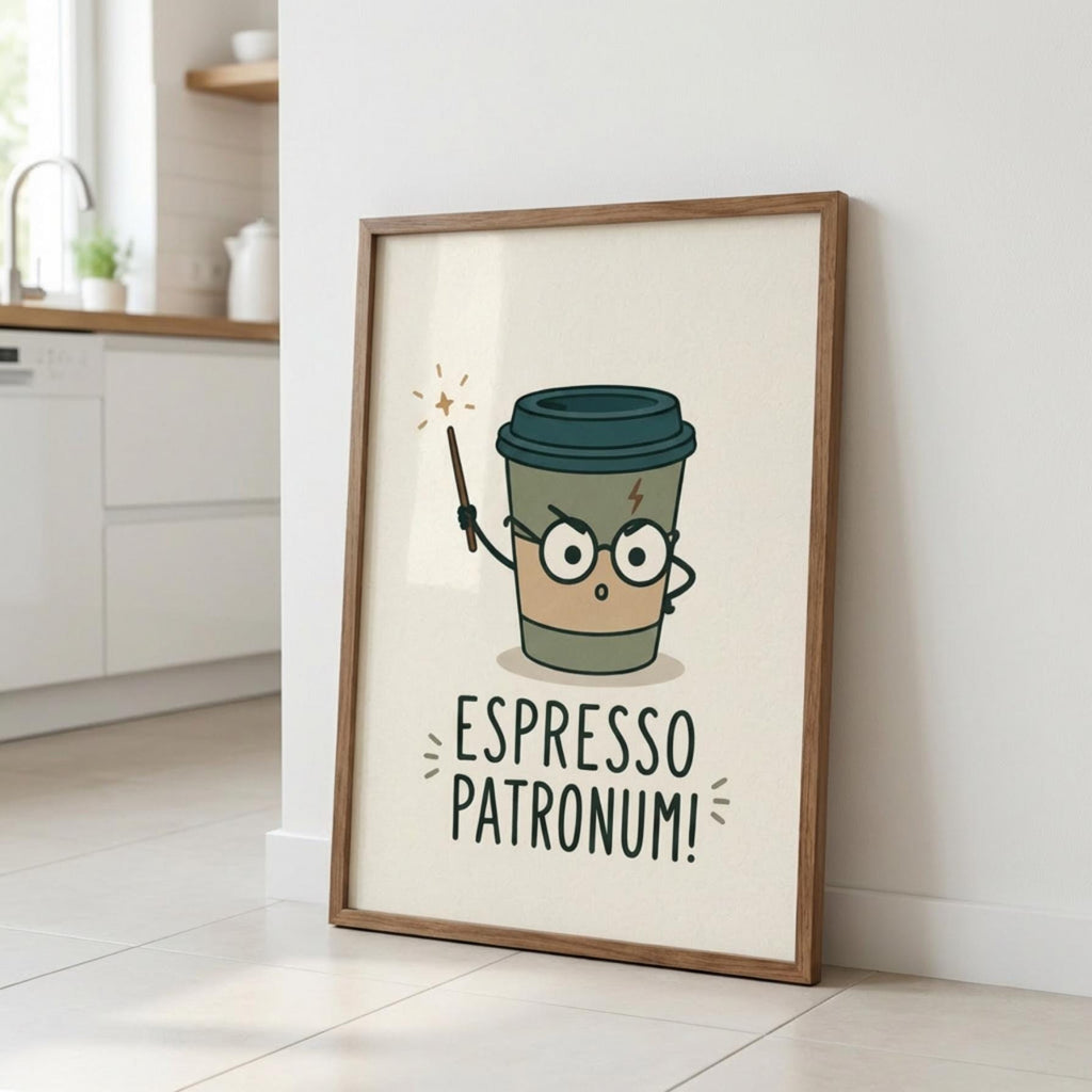 Coffee Wizard Poster, Espresso Patronum Print, Coffee Lover Gift, Magical Wall Art wall art print