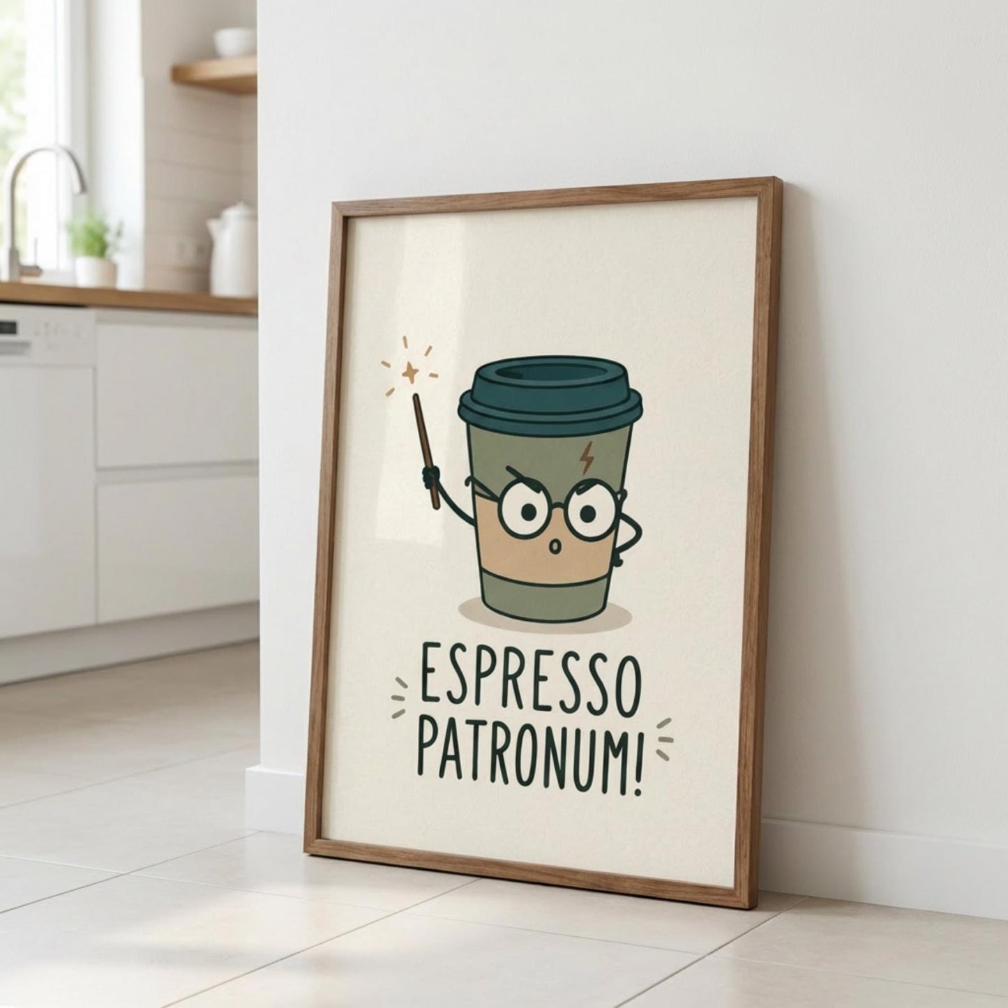 Coffee Wizard Poster, Espresso Patronum Print, Coffee Lover Gift, Magical Wall Art wall art print