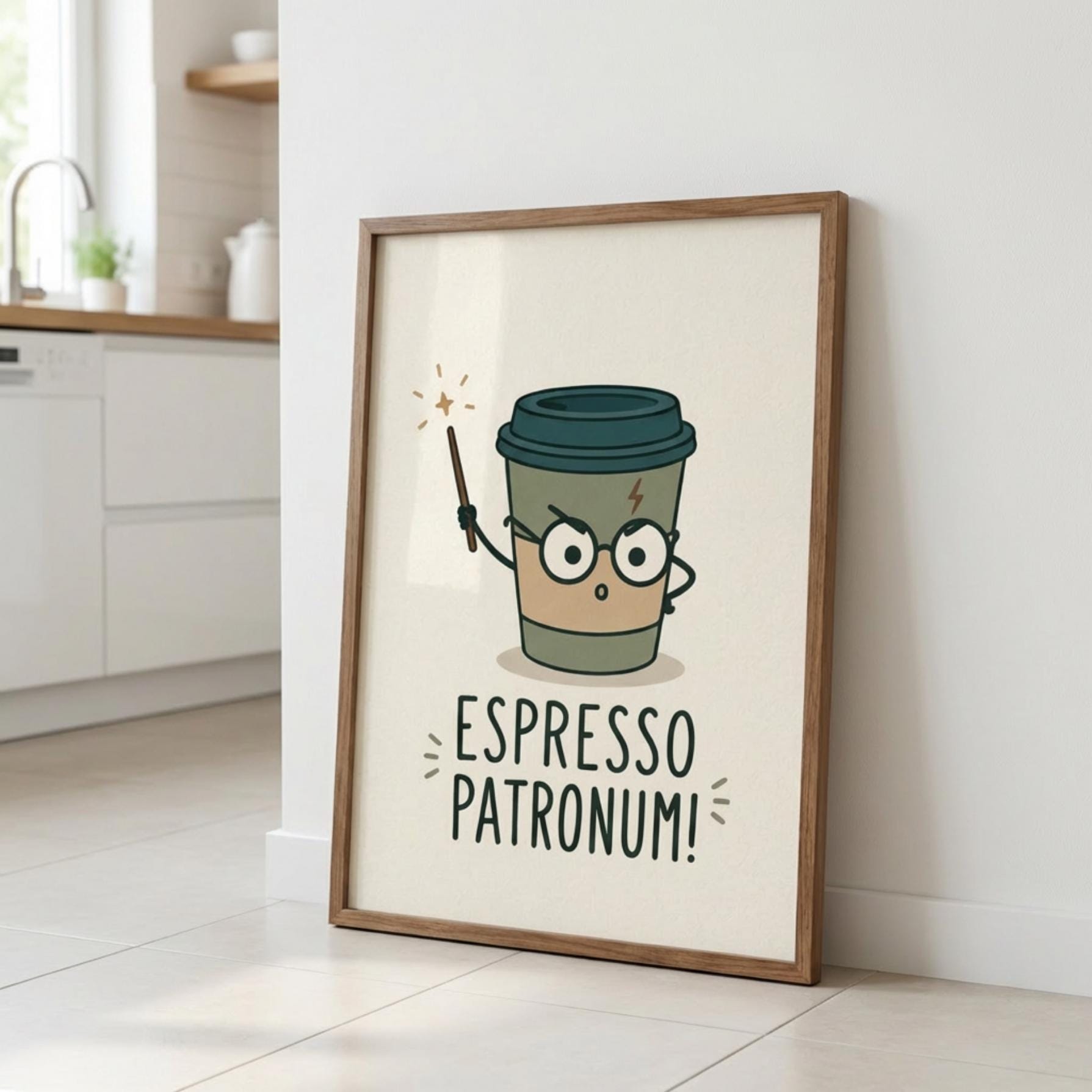Coffee Wizard Poster, Espresso Patronum Print, Coffee Lover Gift, Magical Wall Art wall art print