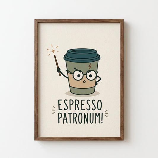 Coffee Wizard Poster, Espresso Patronum Print, Coffee Lover Gift, Magical Wall Art wall art print