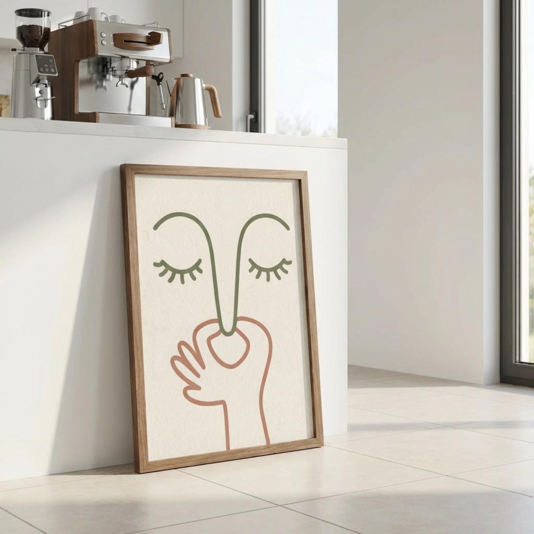 Minimalist Face Line Art Print, Abstract Woman Poster, Modern Neutral Wall Art, Scandinavian Decor wall art print