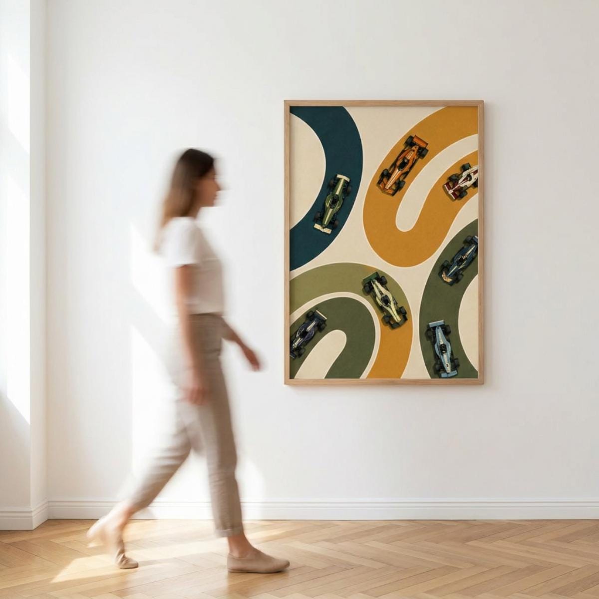 Abstract Formula 1 Wall Art, Modern Racing Poster, Retro Motorsport Print, Geometric Track Design wall art print
