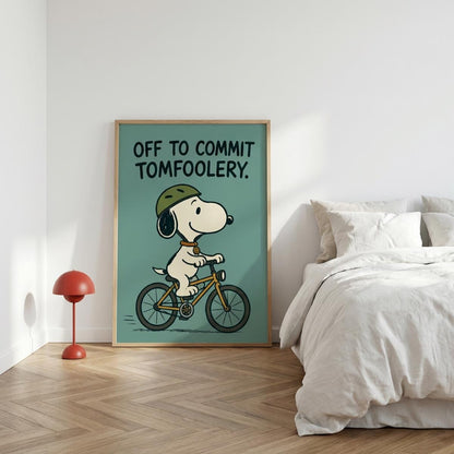 Off To Commit Tomfoolery Poster, Cartoon Animal Print, Humour Wall Decor wall art print