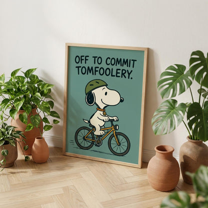 Off To Commit Tomfoolery Poster, Cartoon Animal Print, Humour Wall Decor wall art print