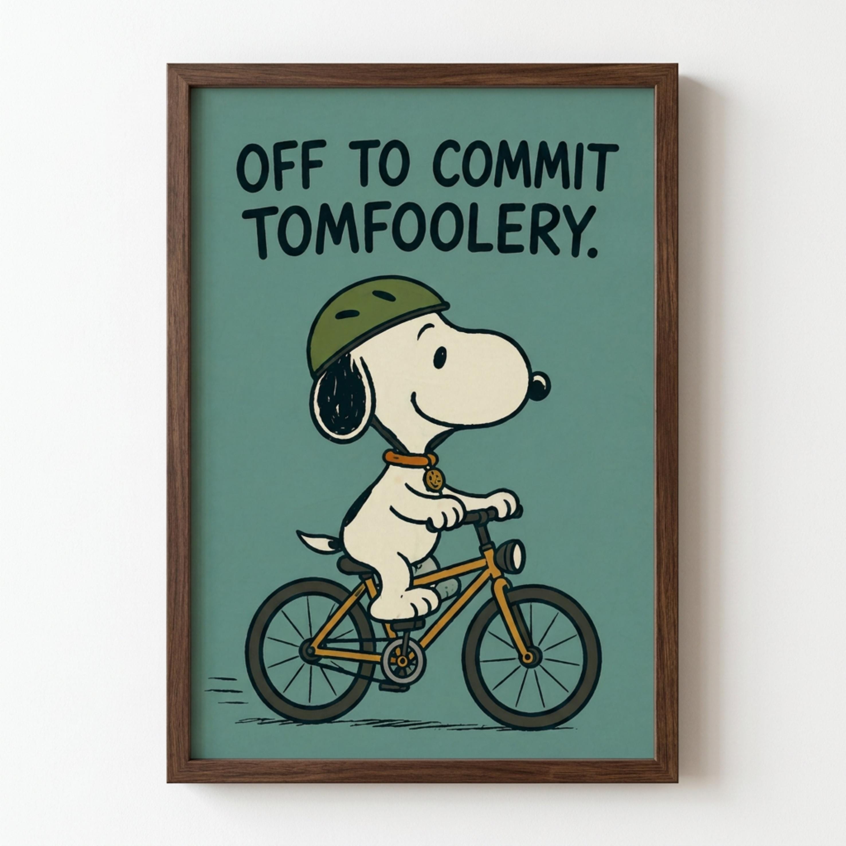 Off To Commit Tomfoolery Poster, Cartoon Animal Print, Humour Wall Decor wall art print
