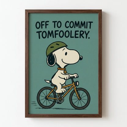 Off To Commit Tomfoolery Poster, Cartoon Animal Print, Humour Wall Decor wall art print