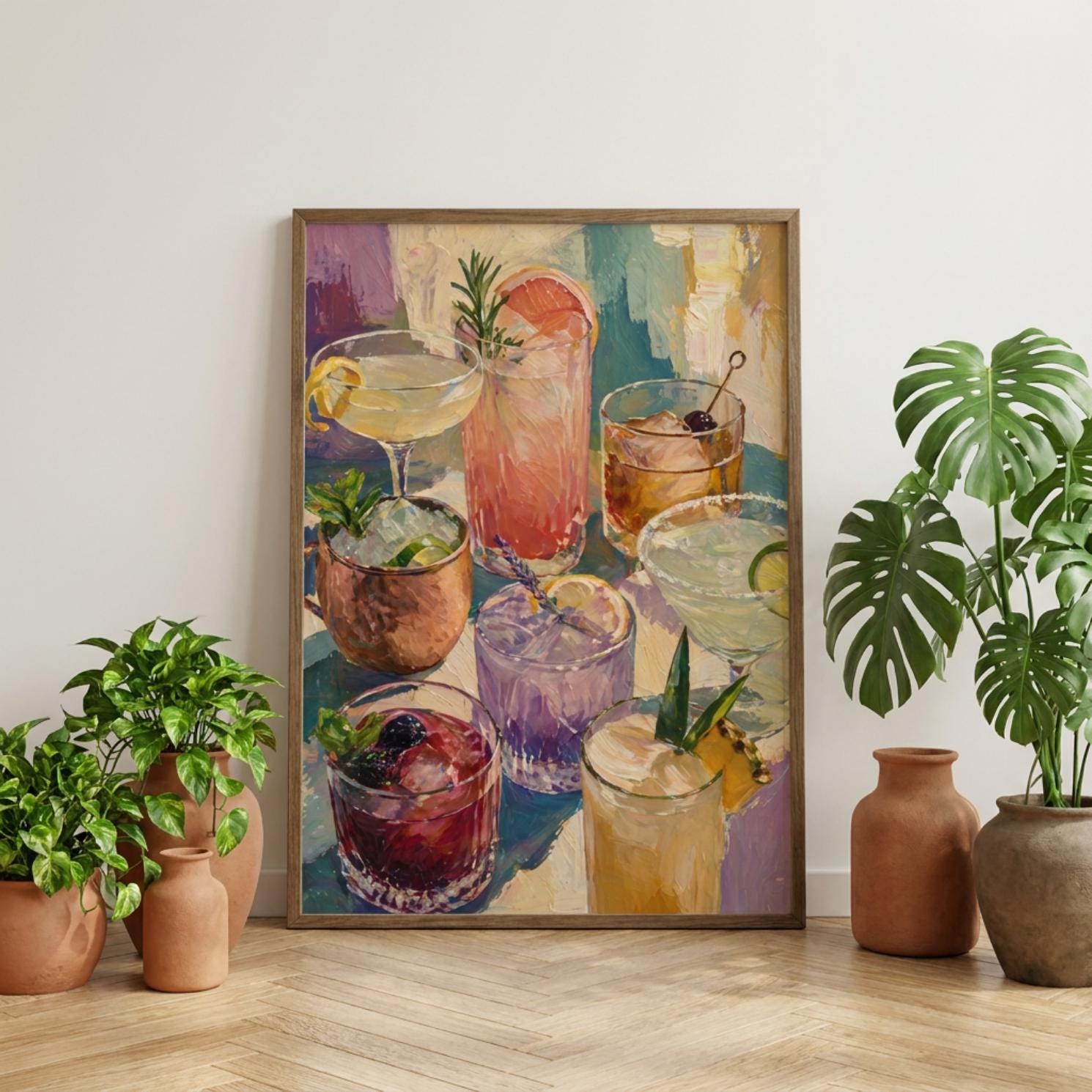 Cocktail Wall Art Print, Colourful Drink Painting, Bar Lounge Decor, Modern Abstract Alcohol Print wall art print