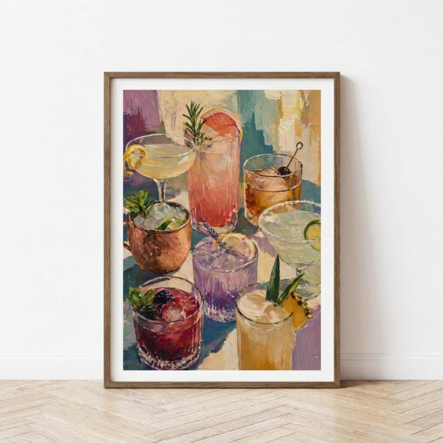 Cocktail Wall Art Print, Colourful Drink Painting, Bar Lounge Decor, Modern Abstract Alcohol Print wall art print