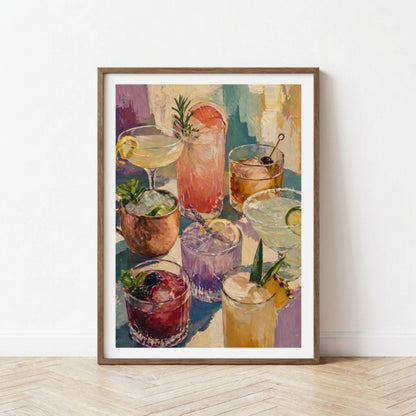 Cocktail Wall Art Print, Colourful Drink Painting, Bar Lounge Decor, Modern Abstract Alcohol Print wall art print