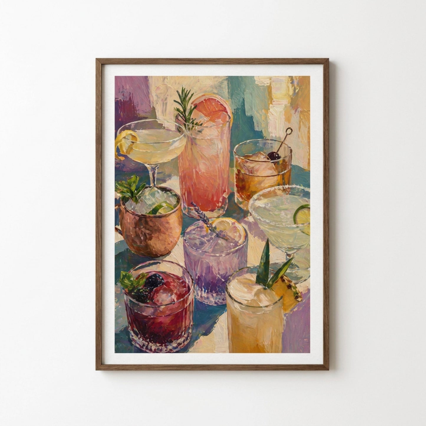 Cocktail Wall Art Print, Colourful Drink Painting, Bar Lounge Decor, Modern Abstract Alcohol Print wall art print