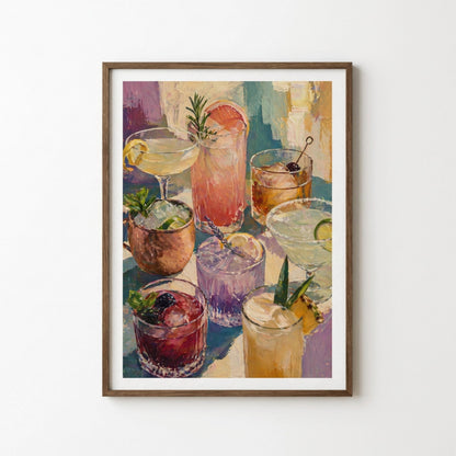 Cocktail Wall Art Print, Colourful Drink Painting, Bar Lounge Decor, Modern Abstract Alcohol Print wall art print