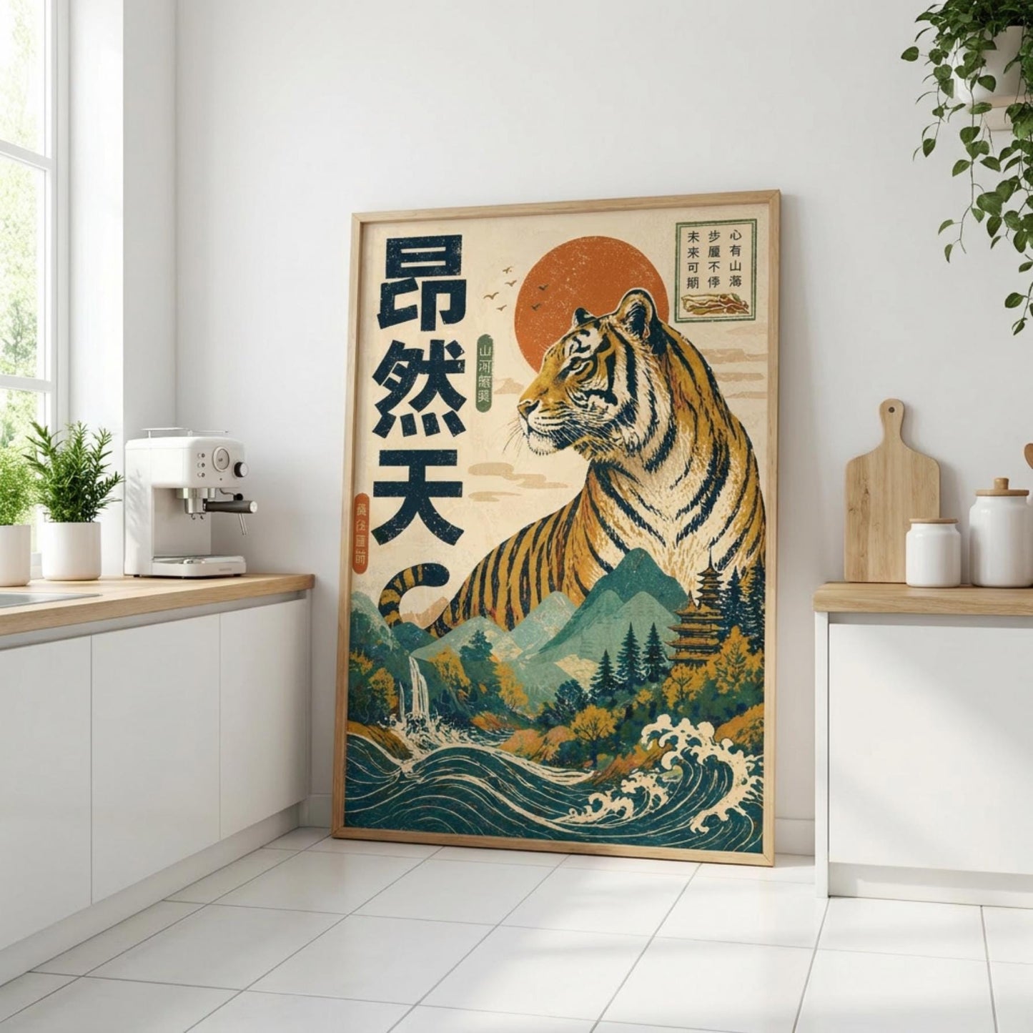 Japanese Tiger Wall Art, Ukiyo-e Style Poster wall art print