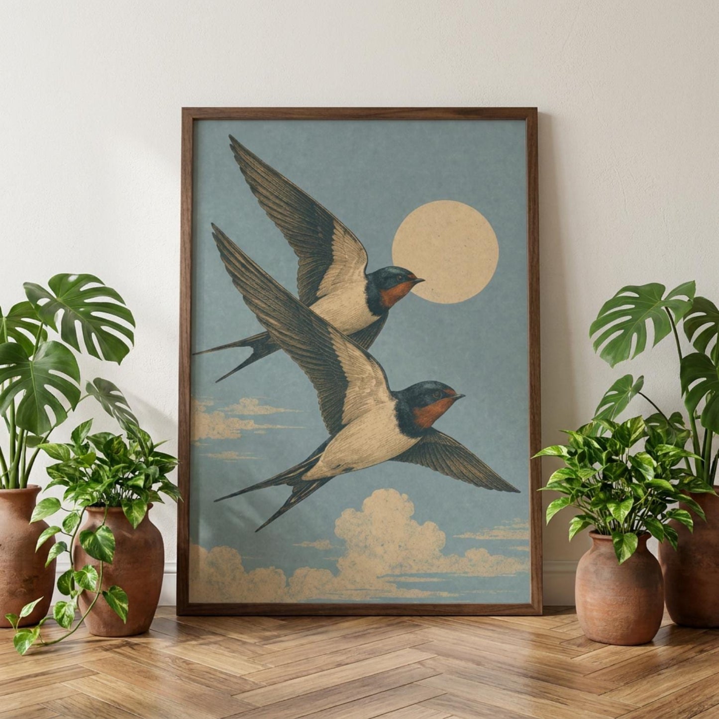 Swallow Bird Wall Art, Vintage Nature Poster, Japanese Style Artwork wall art print