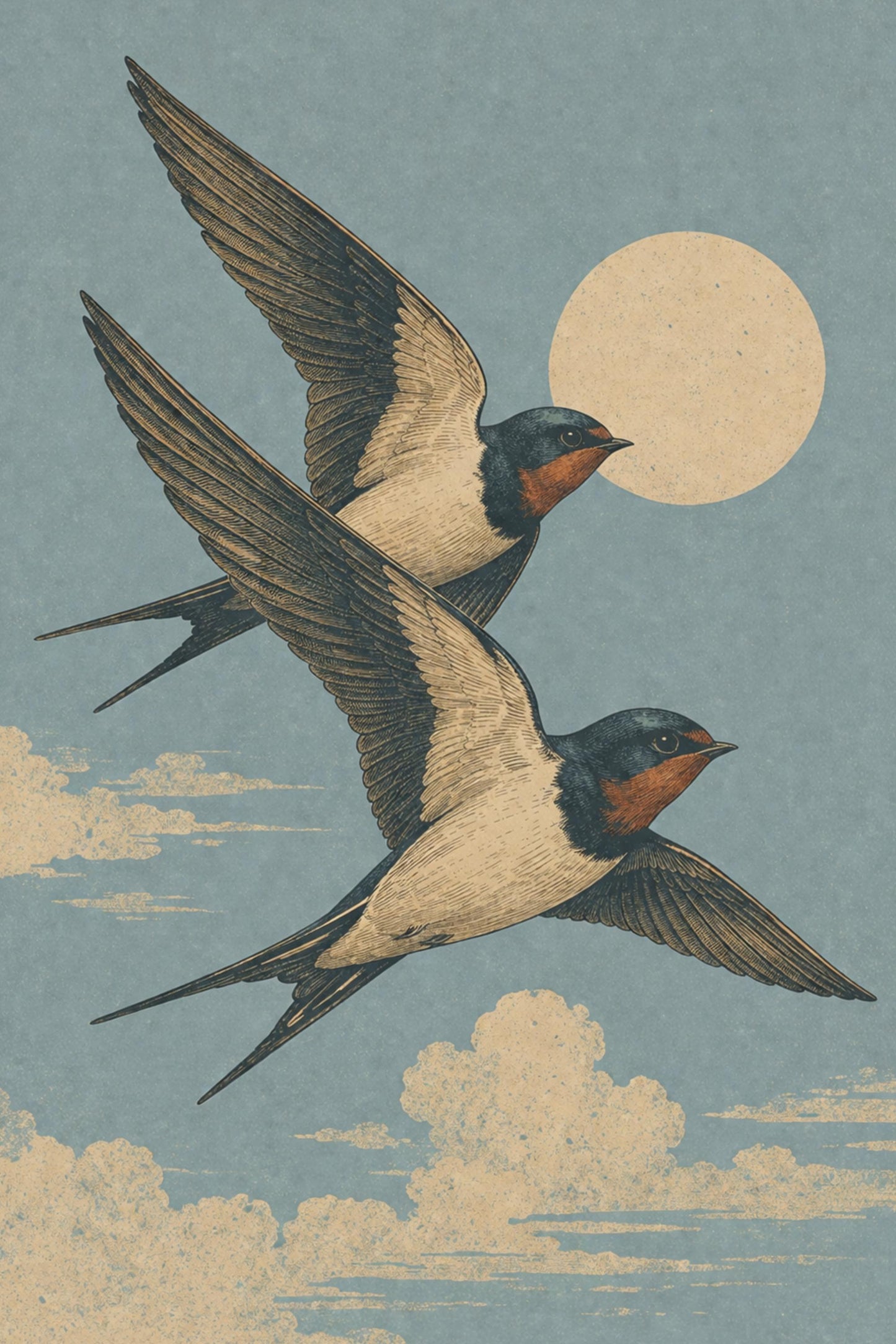Swallow Bird Wall Art, Vintage Nature Poster, Japanese Style Artwork wall art print