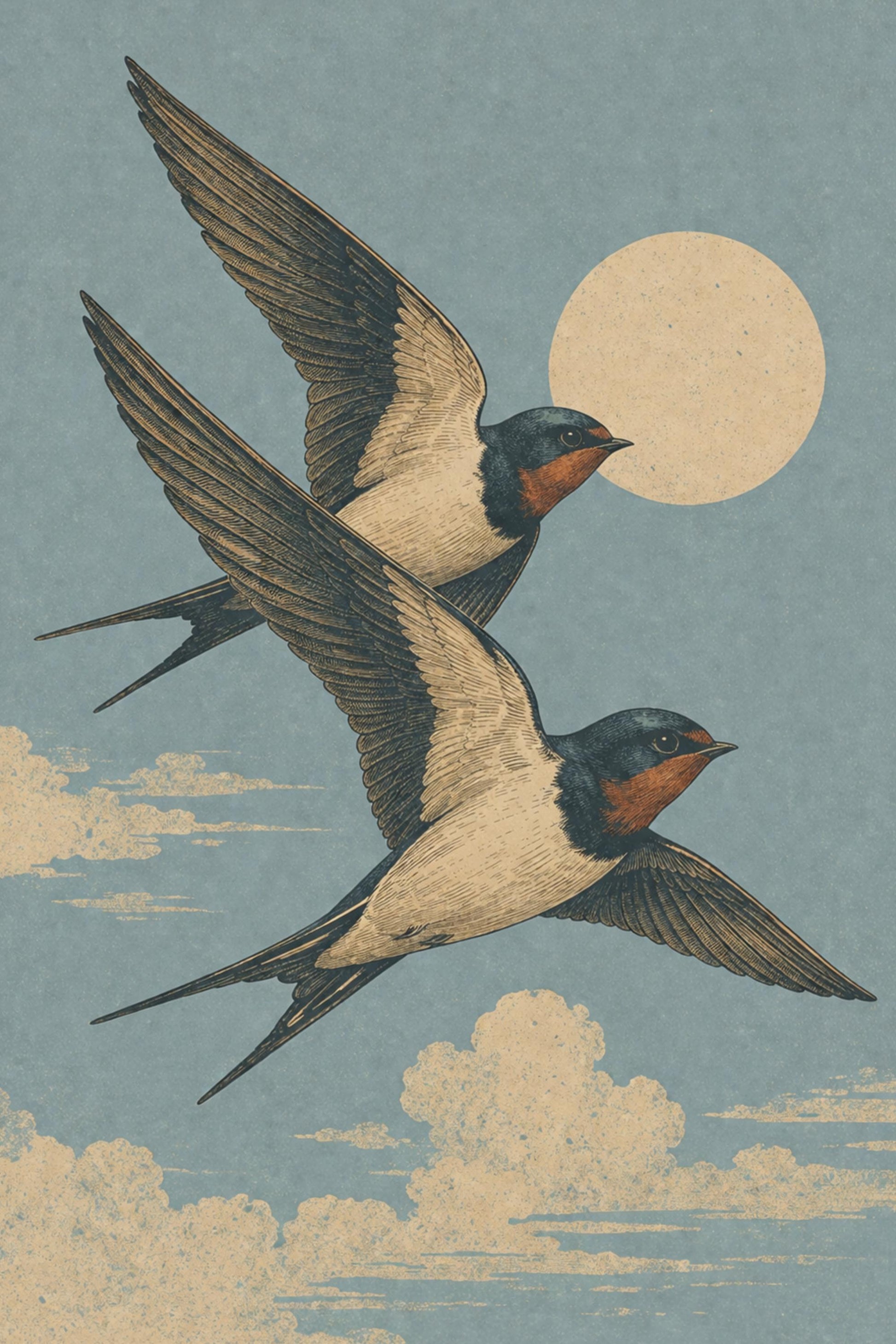 Swallow Bird Wall Art, Vintage Nature Poster, Japanese Style Artwork wall art print