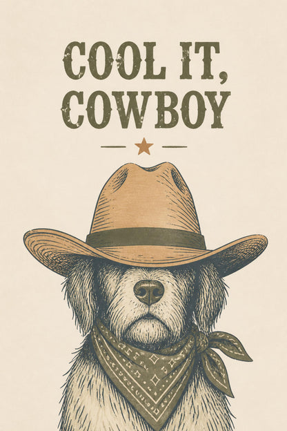 Cowboy Dog Wall Art, Vintage Western Dog Poster, Matte Paper Print wall art print