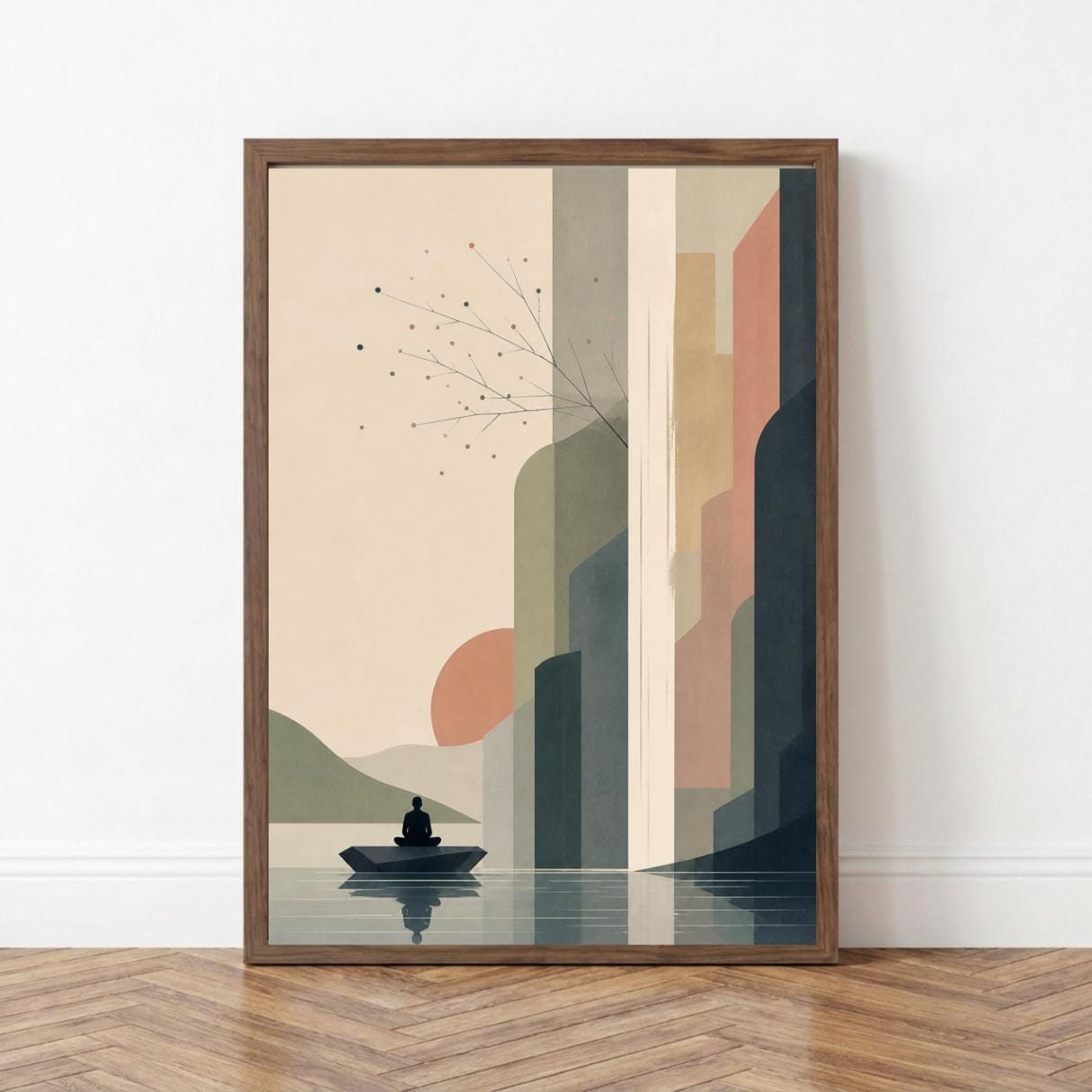 Minimalist Japandi Wall Art, Zen Meditation Poster, Modern Abstract Landscape Decor wall art print
