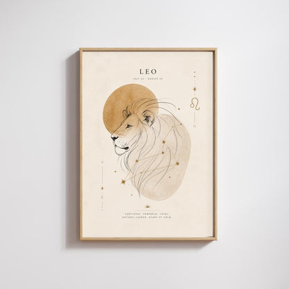 Leo Zodiac Wall Art, Minimalist Astrology Poster wall art print