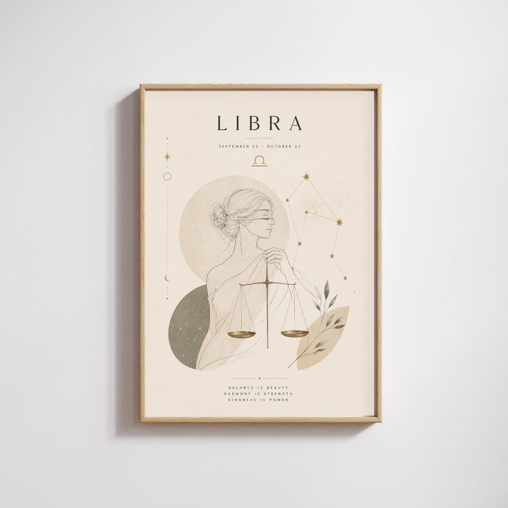 Libra Zodiac Wall Art, Minimalist Astrology Poster, Star Sign Print wall art print