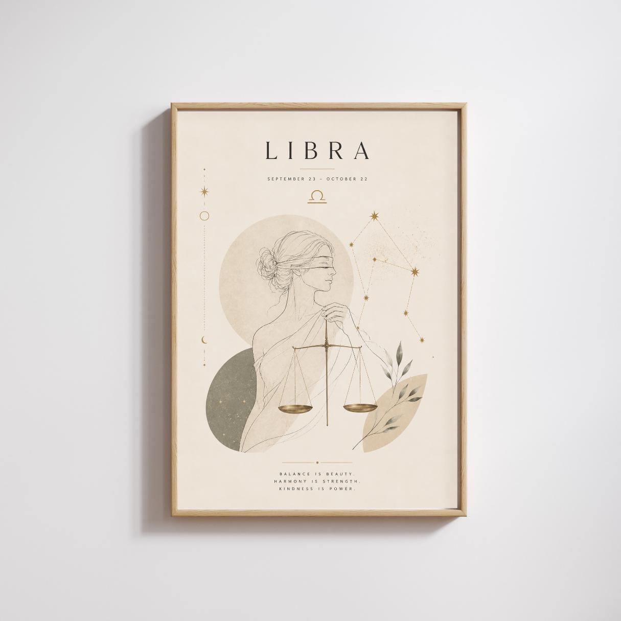 Libra Zodiac Wall Art, Minimalist Astrology Poster, Star Sign Print wall art print