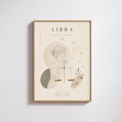 Libra Zodiac Wall Art, Minimalist Astrology Poster, Star Sign Print wall art print