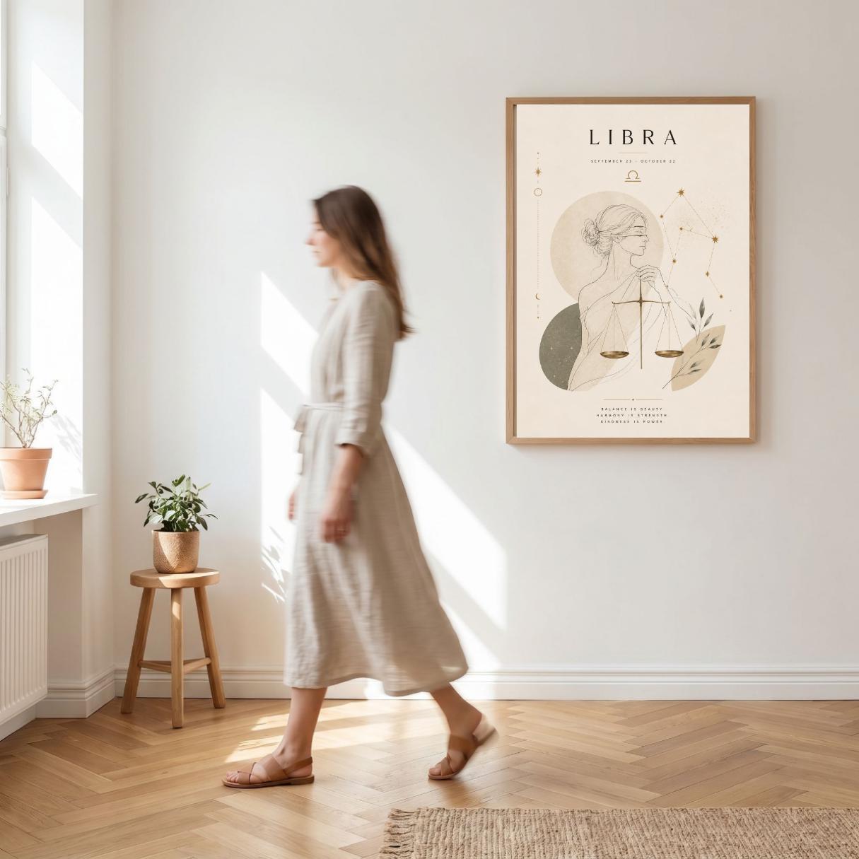 Libra Zodiac Wall Art, Minimalist Astrology Poster, Star Sign Print wall art print
