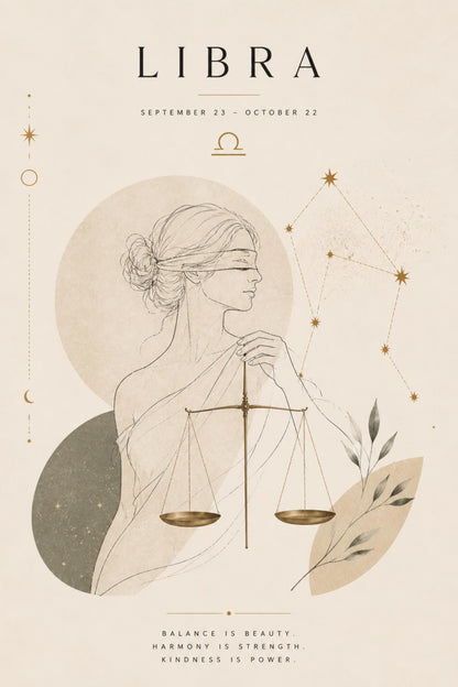 Libra Zodiac Wall Art, Minimalist Astrology Poster, Star Sign Print wall art print