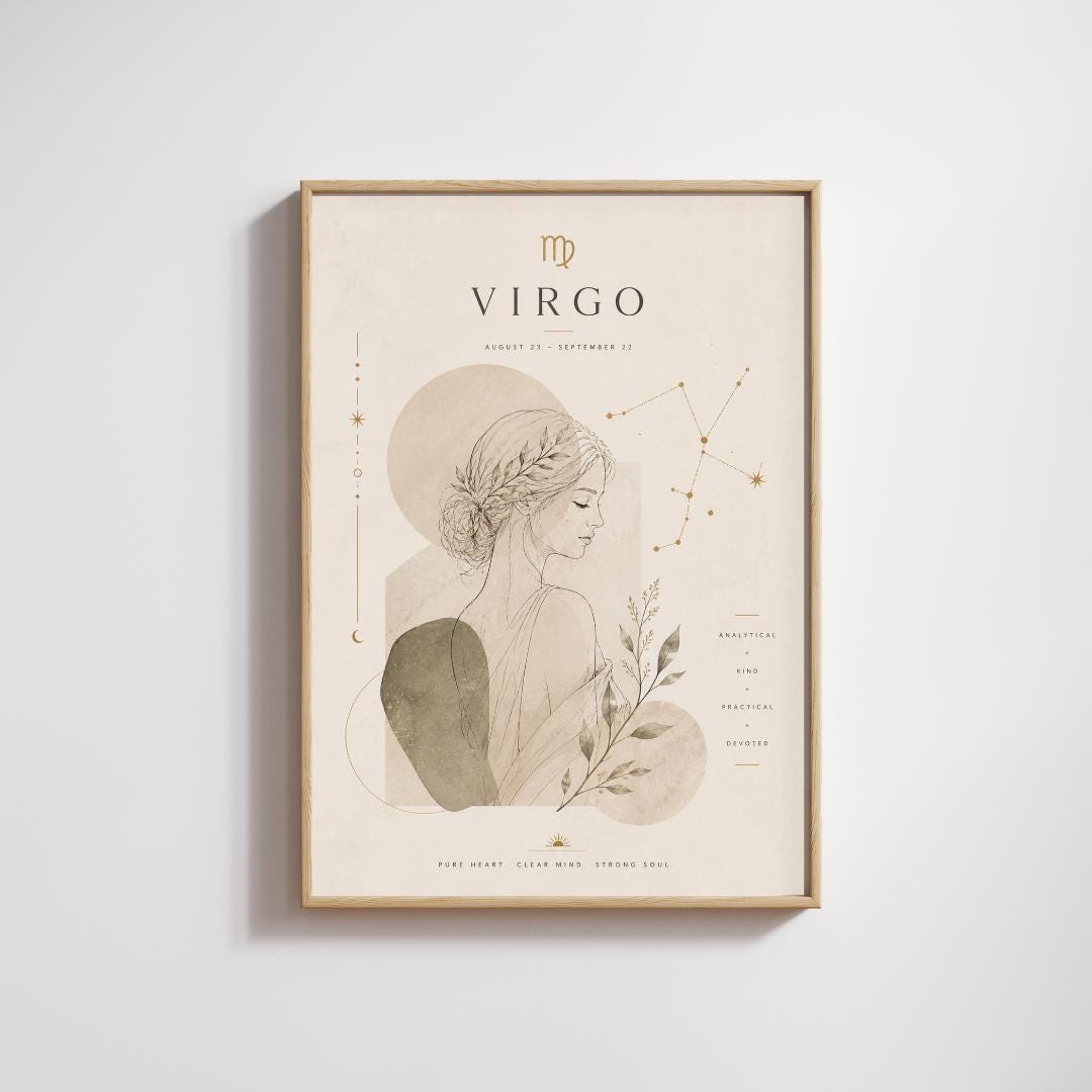 Virgo Zodiac Wall Art, Minimalist Astrology Poster, Star Sign Print wall art print