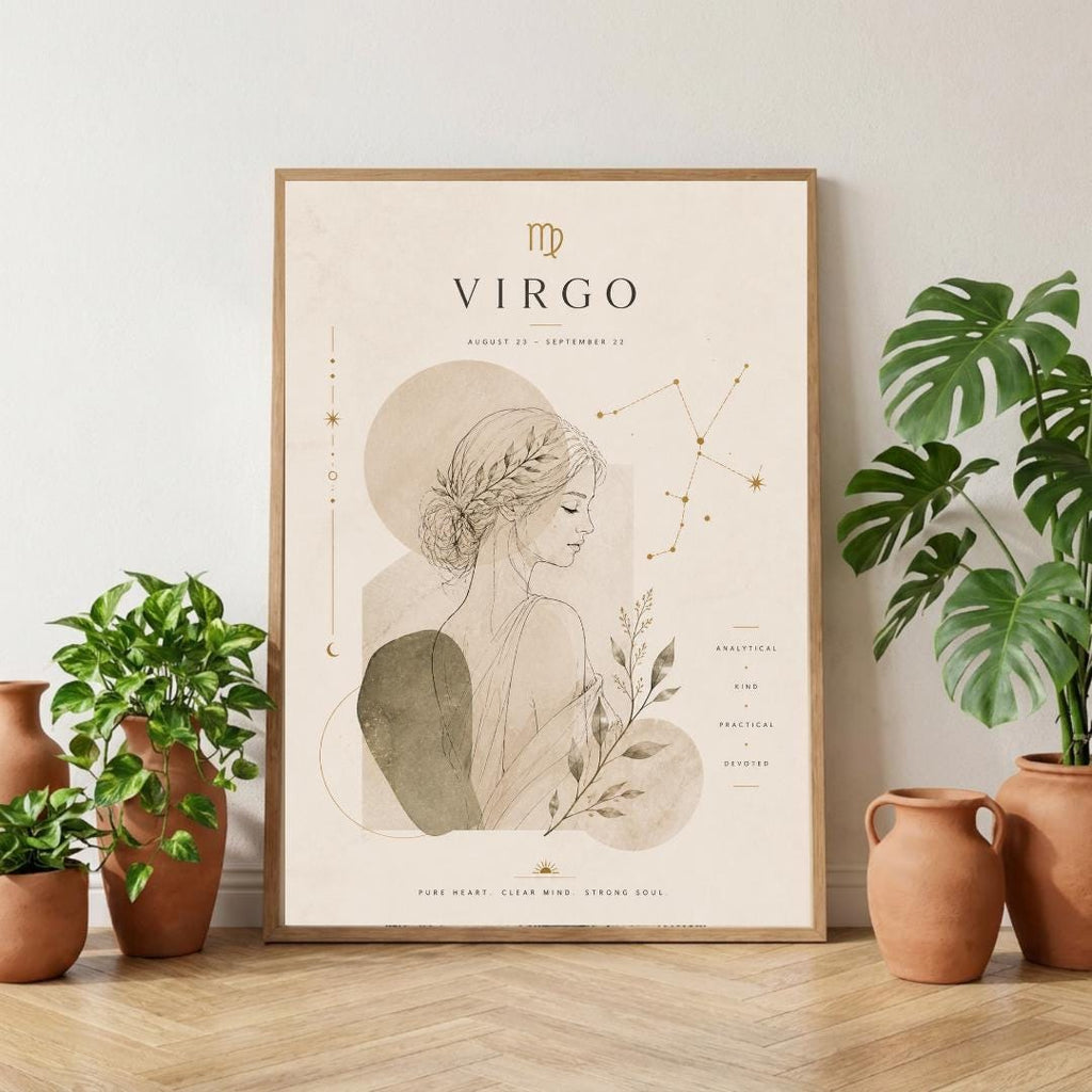 Virgo Zodiac Wall Art, Minimalist Astrology Poster, Star Sign Print wall art print