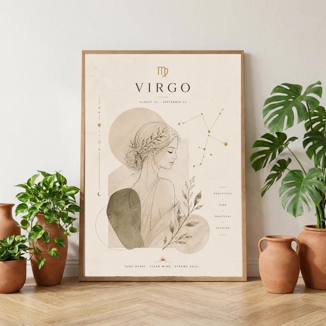 Virgo Zodiac Wall Art, Minimalist Astrology Poster, Star Sign Print wall art print