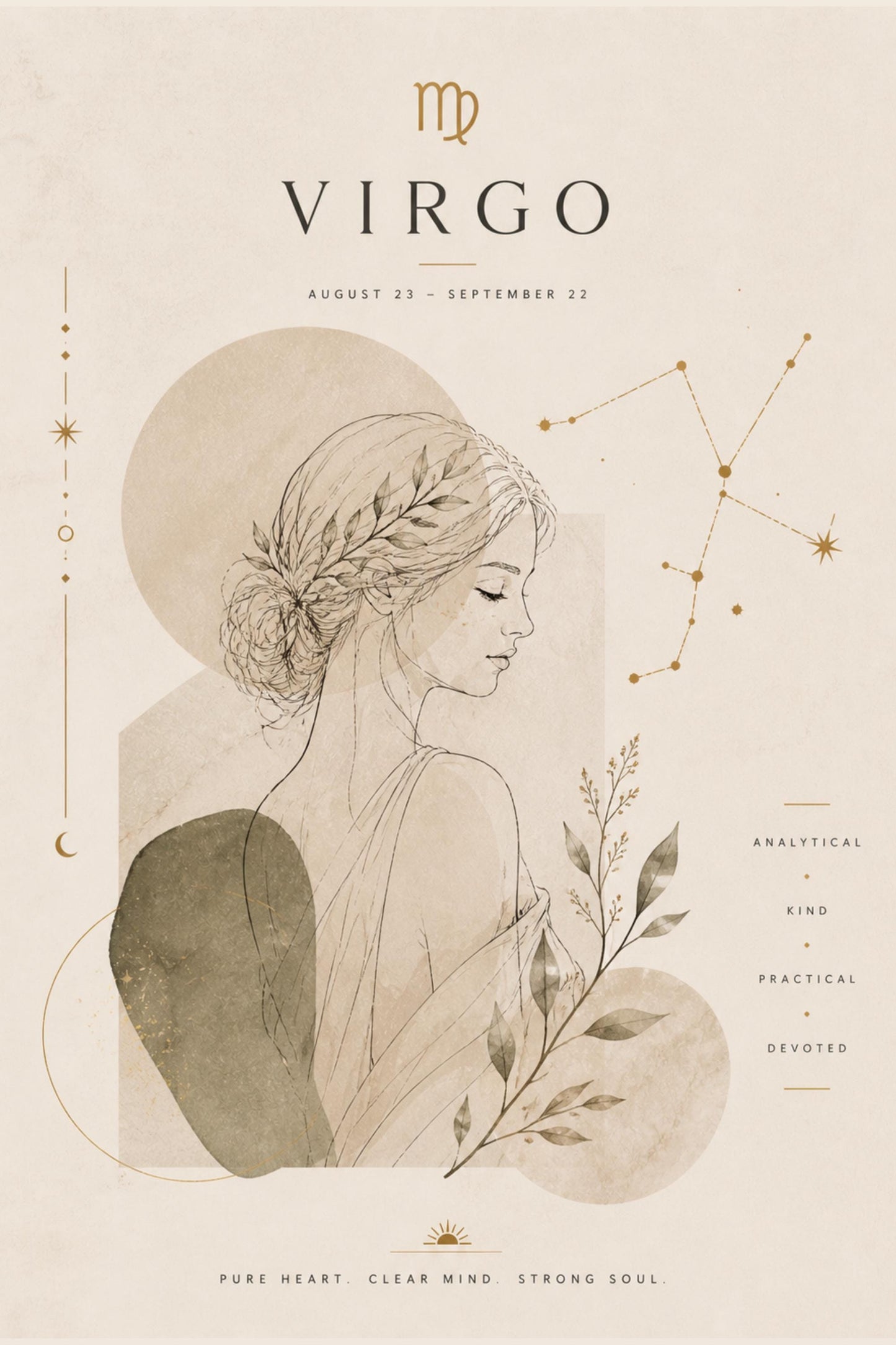 Virgo Zodiac Wall Art, Minimalist Astrology Poster, Star Sign Print wall art print