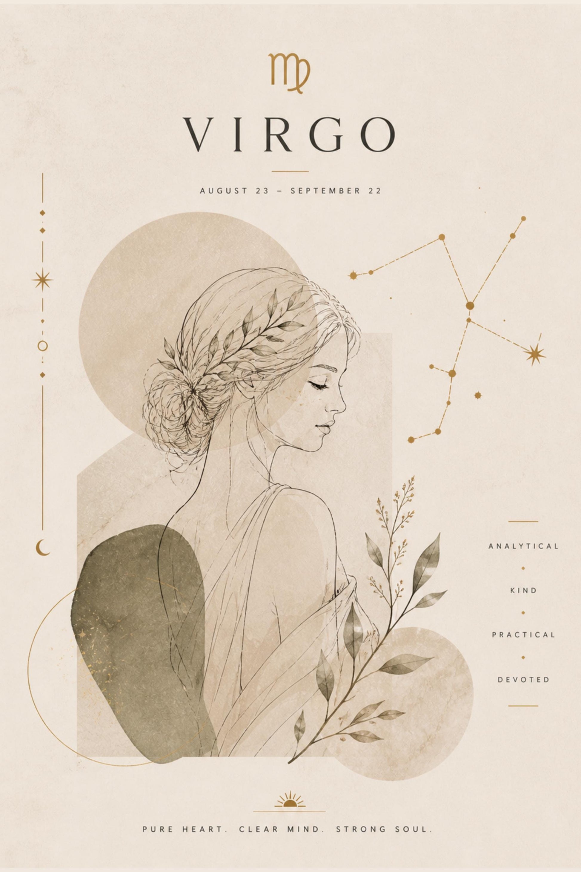 Virgo Zodiac Wall Art, Minimalist Astrology Poster, Star Sign Print wall art print