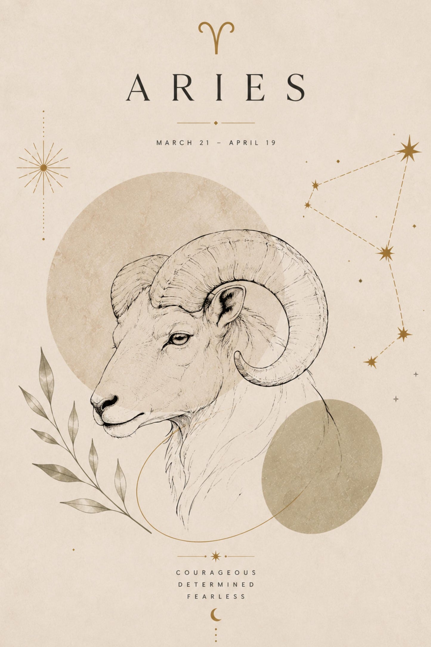 Aries Zodiac Wall Art, Minimalist Astrology Poster, Star Sign Print wall art print