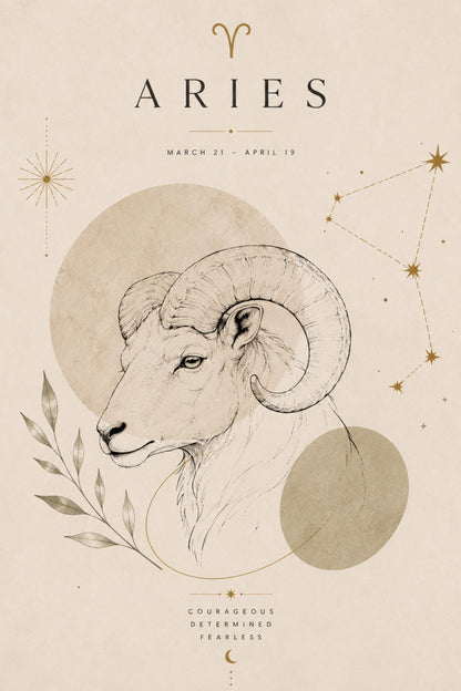 Aries Zodiac Wall Art, Minimalist Astrology Poster, Star Sign Print wall art print