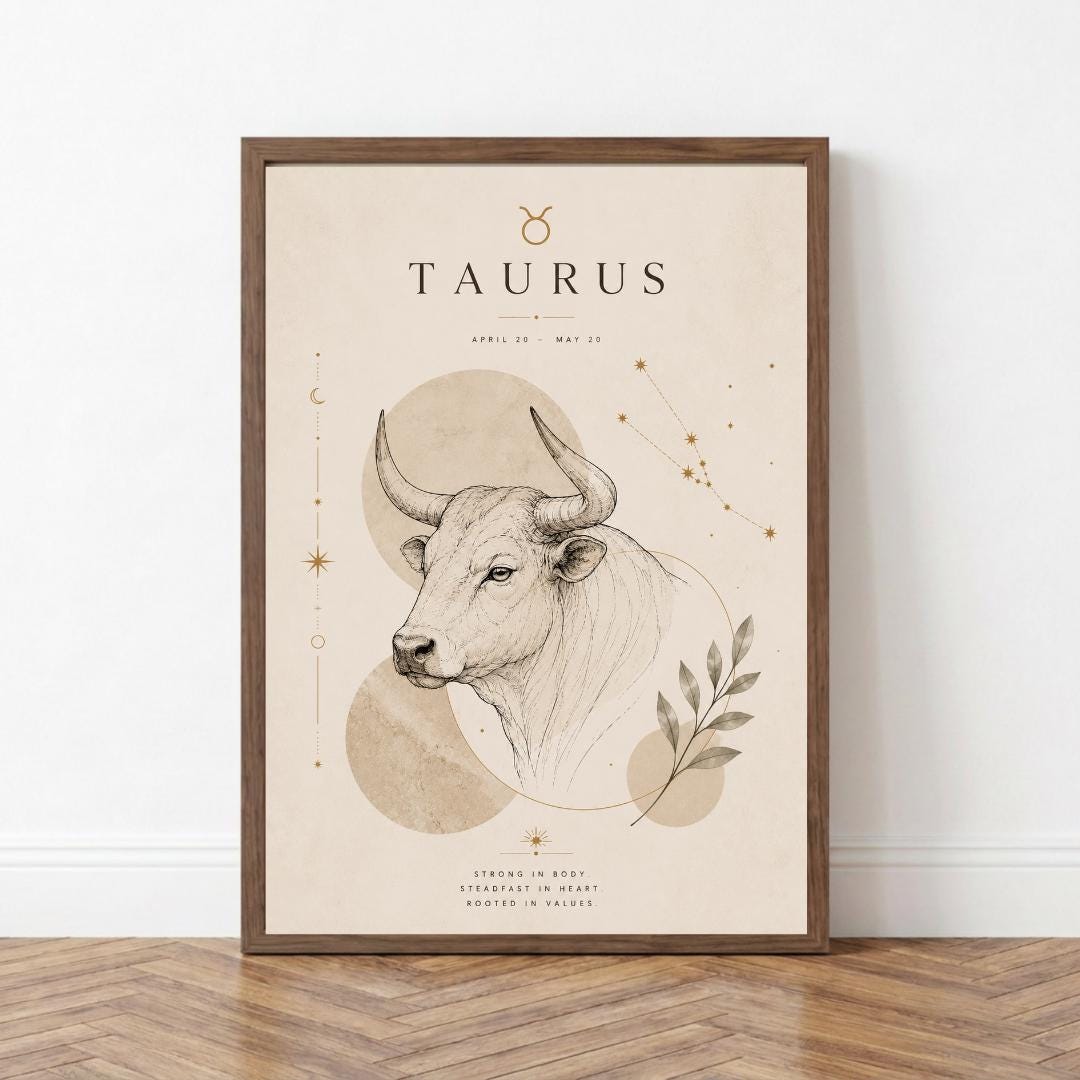 Taurus Zodiac Wall Art, Minimalist Astrology Poster, Star Sign Print wall art print