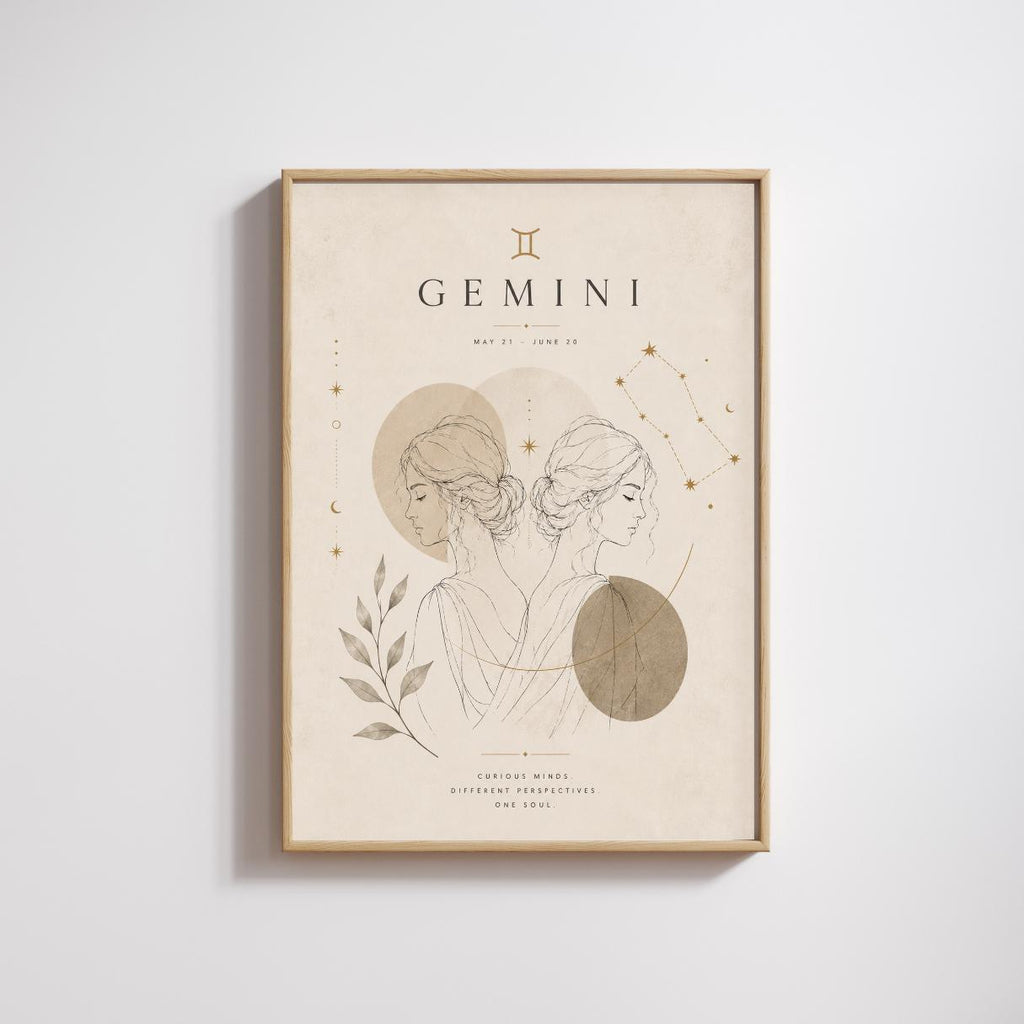 Gemini Zodiac Wall Art, Minimalist Astrology Poster, Star Sign Print wall art print