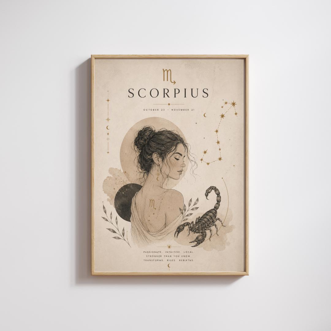 Scorpio Zodiac Wall Art, Minimalist Astrology Poster, Star Sign Print wall art print