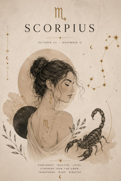 Scorpio Zodiac Wall Art, Minimalist Astrology Poster, Star Sign Print wall art print