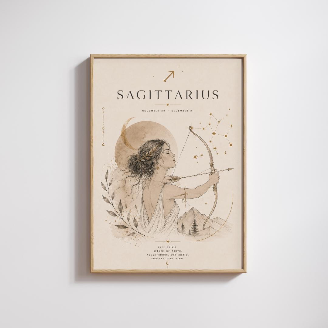 Sagittarius Zodiac Wall Art, Minimalist Astrology Poster, Star Sign Print wall art print