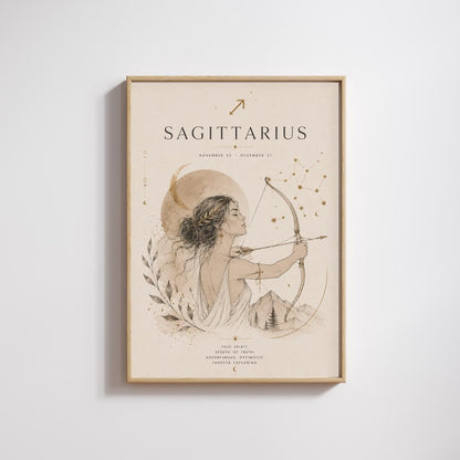 Sagittarius Zodiac Wall Art, Minimalist Astrology Poster, Star Sign Print wall art print