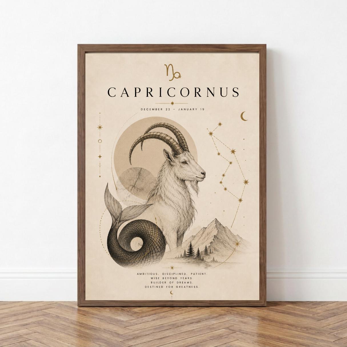 Capricorn Zodiac Wall Art, Minimalist Astrology Poster, Star Sign Print wall art print