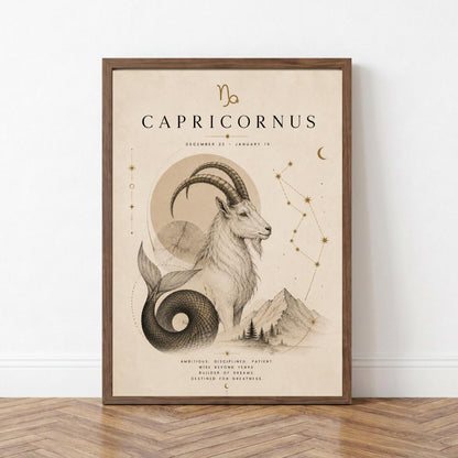 Capricorn Zodiac Wall Art, Minimalist Astrology Poster, Star Sign Print wall art print