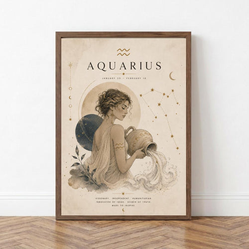 Aquarius Zodiac Wall Art, Minimalist Astrology Poster, Star Sign Print wall art print